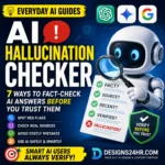 AI Hallucination Checker thumbnail showing a robot reviewing an AI answer checklist with warning signs, source checks, and a verify before you trust message.