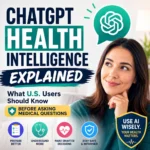 ChatGPT Health Intelligence thumbnail showing a U.S. user learning how to ask safer health questions with medical icons and a use AI wisely message.