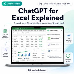 ChatGPT for Excel explained thumbnail showing an AI spreadsheet assistant helping build models, explain formulas, run scenarios, and save time at work