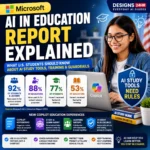 Microsoft AI in Education Report explained for U.S. students with AI study tools, training statistics, Copilot education features, and classroom guardrails
