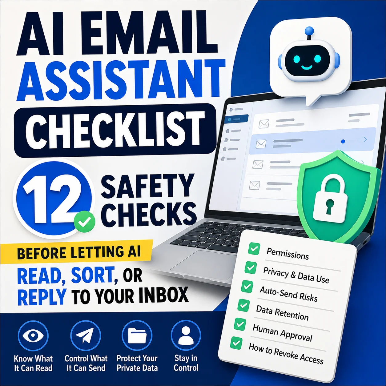 AI image upscaler checklist showing an original image, enlarged comparison, magnifying glass and 12 quality checks