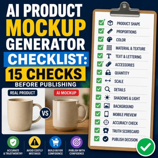 AI product mockup generator checklist showing product image accuracy checks