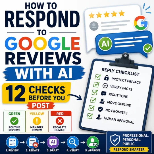 Respond to Google reviews with AI using 12 checks for privacy, accuracy, tone and human approval
