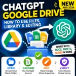 ChatGPT Google Drive guide showing files, folders, Library access and editing workflow