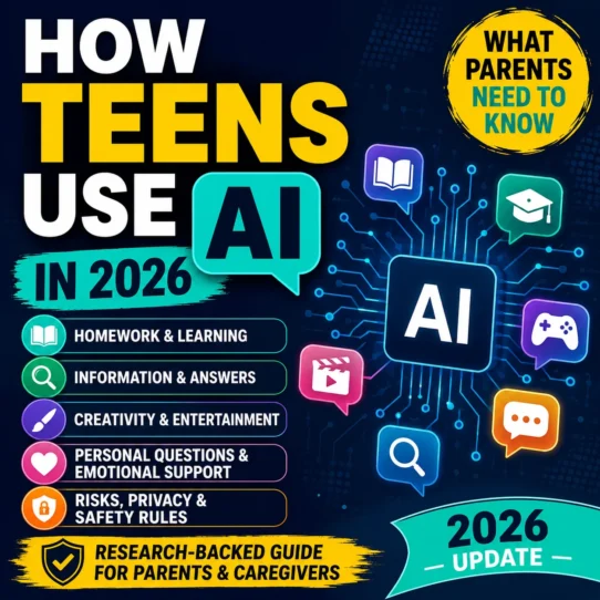 Parent guide to how tweens and teens use AI in 2026 for homework, information, entertainment, creativity and personal advice