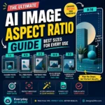 AI image aspect ratio guide showing square, portrait, vertical, Pinterest, landscape, and widescreen image formats.