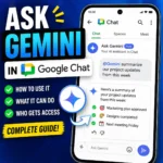 Ask Gemini in Google Chat guide showing how to use it, what it can do, and who gets access