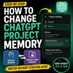 ChatGPT Project memory settings showing Default memory and Project-only memory options