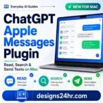ChatGPT Apple Messages plugin guide showing read, search and send text features on Mac