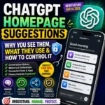 ChatGPT homepage suggestions explained with memory, conversation history, connected tools, and privacy controls