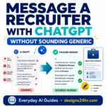 ChatGPT recruiter message workflow showing a generic AI draft becoming a short personalized LinkedIn outreach message