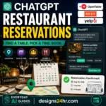 ChatGPT restaurant reservations guide showing available dining times and booking options