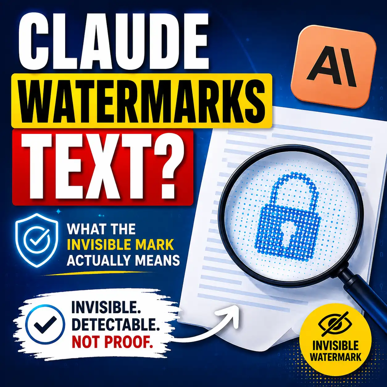 Does Claude watermark text explainer showing an invisible AI text watermark