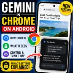 Gemini in Chrome on Android guide showing how to use it, what it sees, and privacy controls.