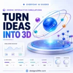 Gemini interactive simulations illustrated with a 3D orbital model, adjustable sliders and visualization controls