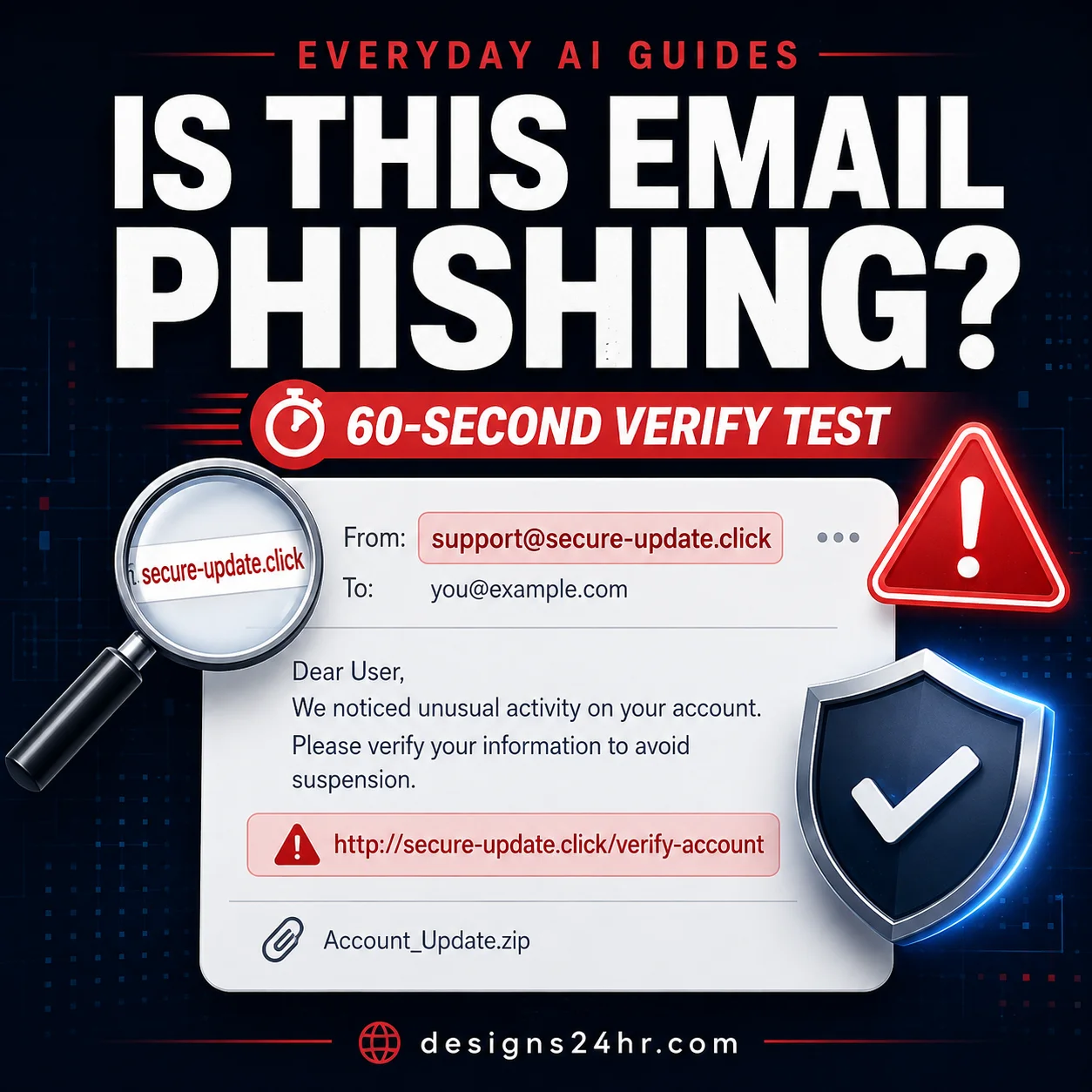 How to check if an email is phishing using the 60-second VERIFY test