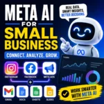 Meta AI for small business guide showing connected marketing data, analytics, ads and business insights