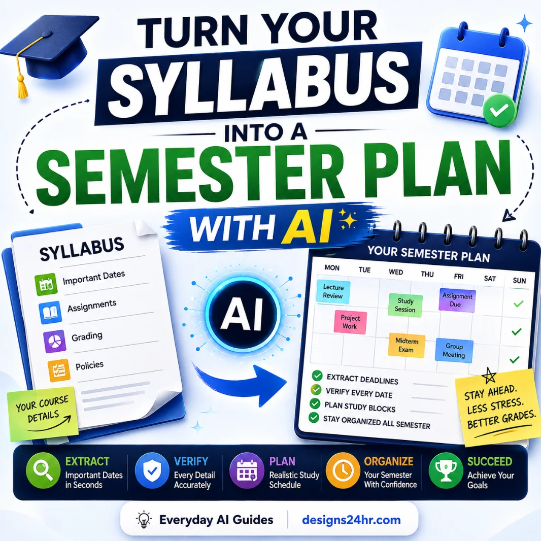 Syllabus turning into an AI semester plan with verified deadlines and weekly study blocks