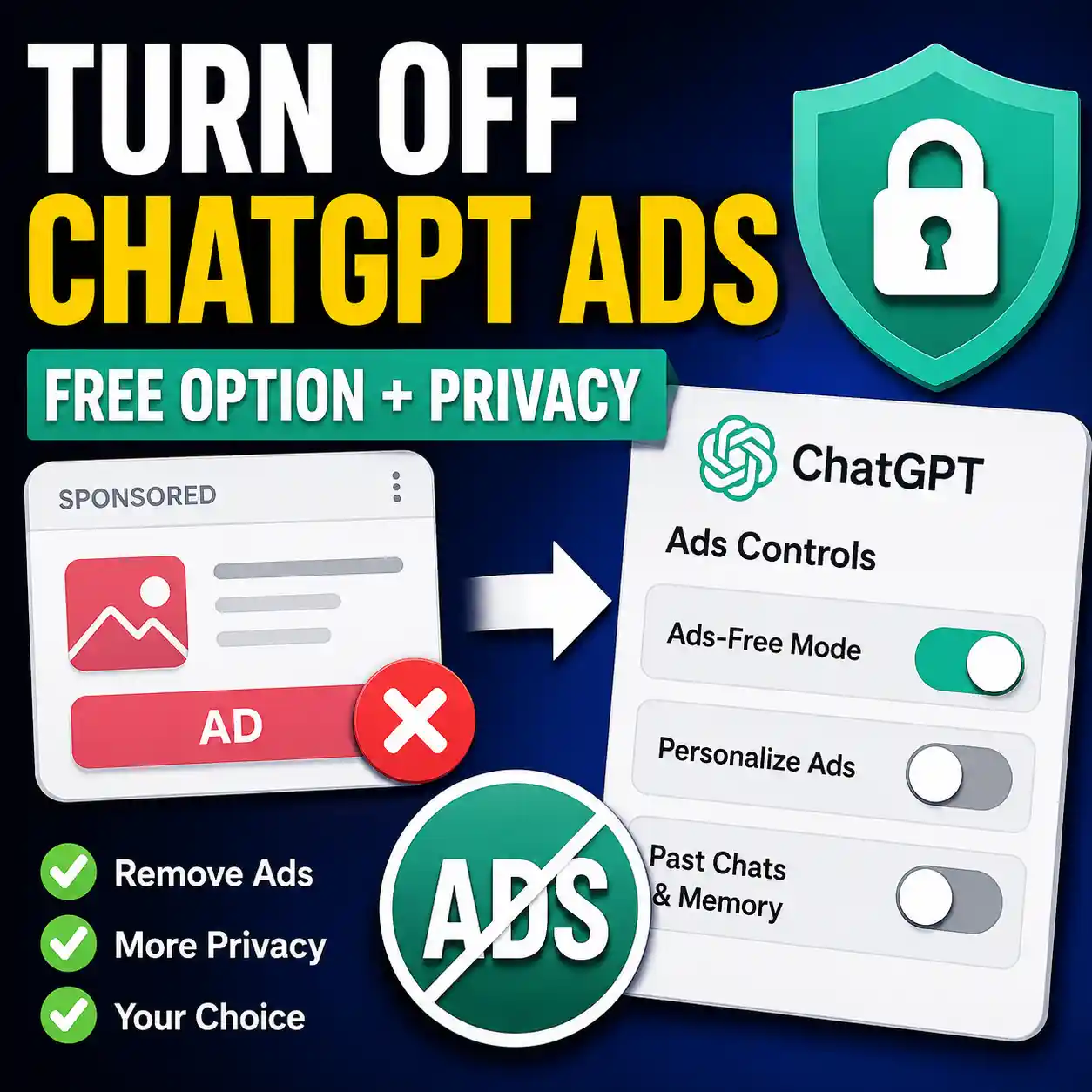 How to turn off ChatGPT ads and manage Ads-Free privacy settings
