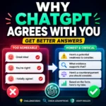 ChatGPT agreement concept with chat bubbles, checkmarks and evidence symbols showing how to get more honest AI answers