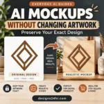 AI mockups without changing artwork showing an original geometric design beside a realistic product preview