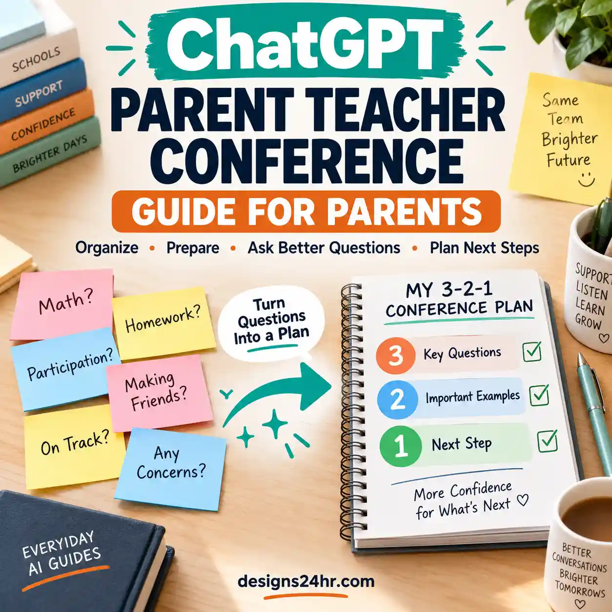 ChatGPT parent teacher conference preparation guide with questions, priorities and next steps