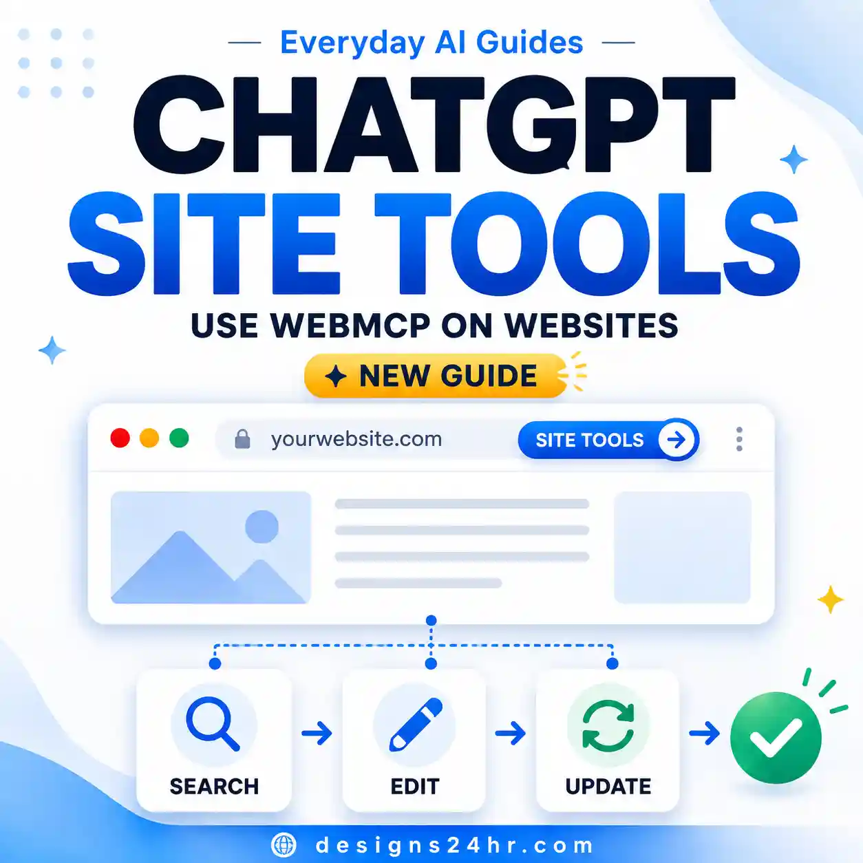 ChatGPT Site Tools guide showing how WebMCP lets supported websites provide tools directly to ChatGPT
