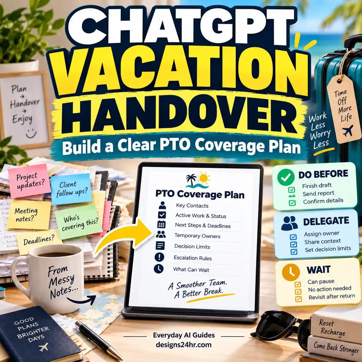 ChatGPT vacation handover workflow for creating a clear PTO coverage plan