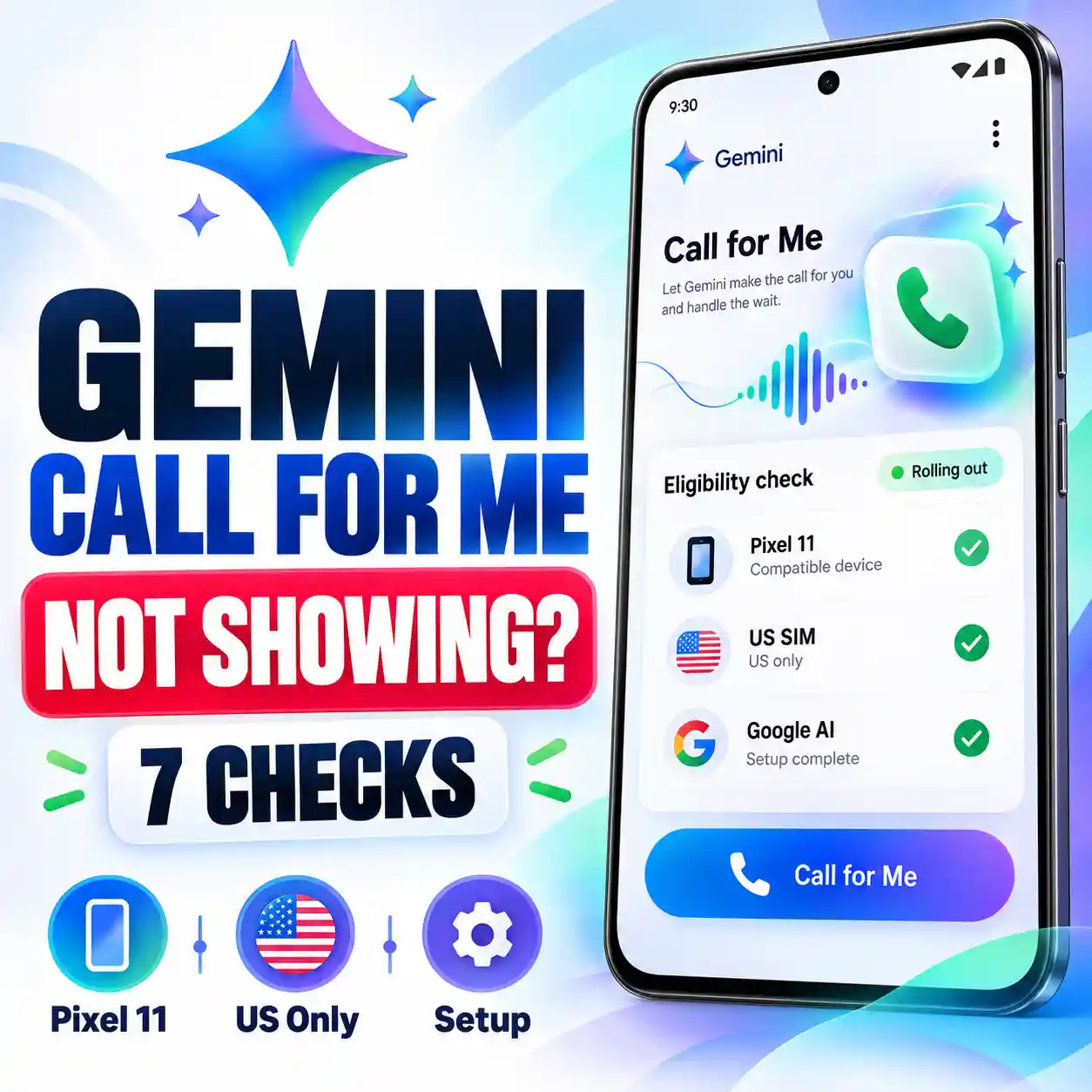 Gemini Call for Me not showing eligibility and setup checks