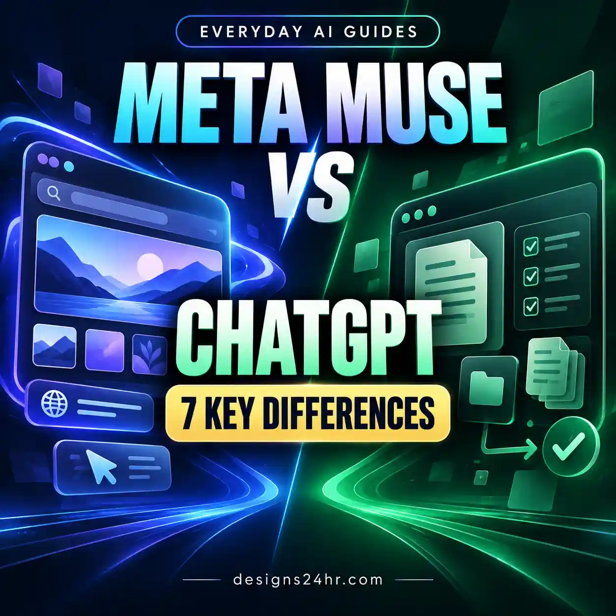Meta Muse vs ChatGPT comparison showing 7 key differences for everyday AI tasks in 2026