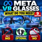 Meta VR Glasses setup showing PC controller Quest and compute puck requirements