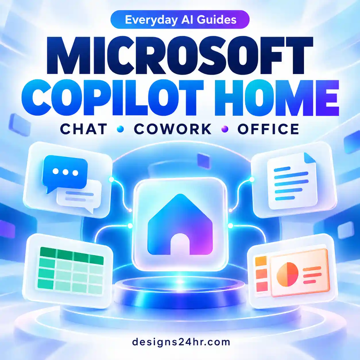 Microsoft Copilot Home infographic comparing Chat, Cowork, Code and Autopilot