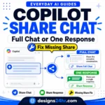 Microsoft Copilot Share Chat guide showing how to share a full chat or one Copilot response