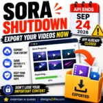 Sora shutdown guide showing video export, data deletion warning and the September 24, 2026 API shutdown date