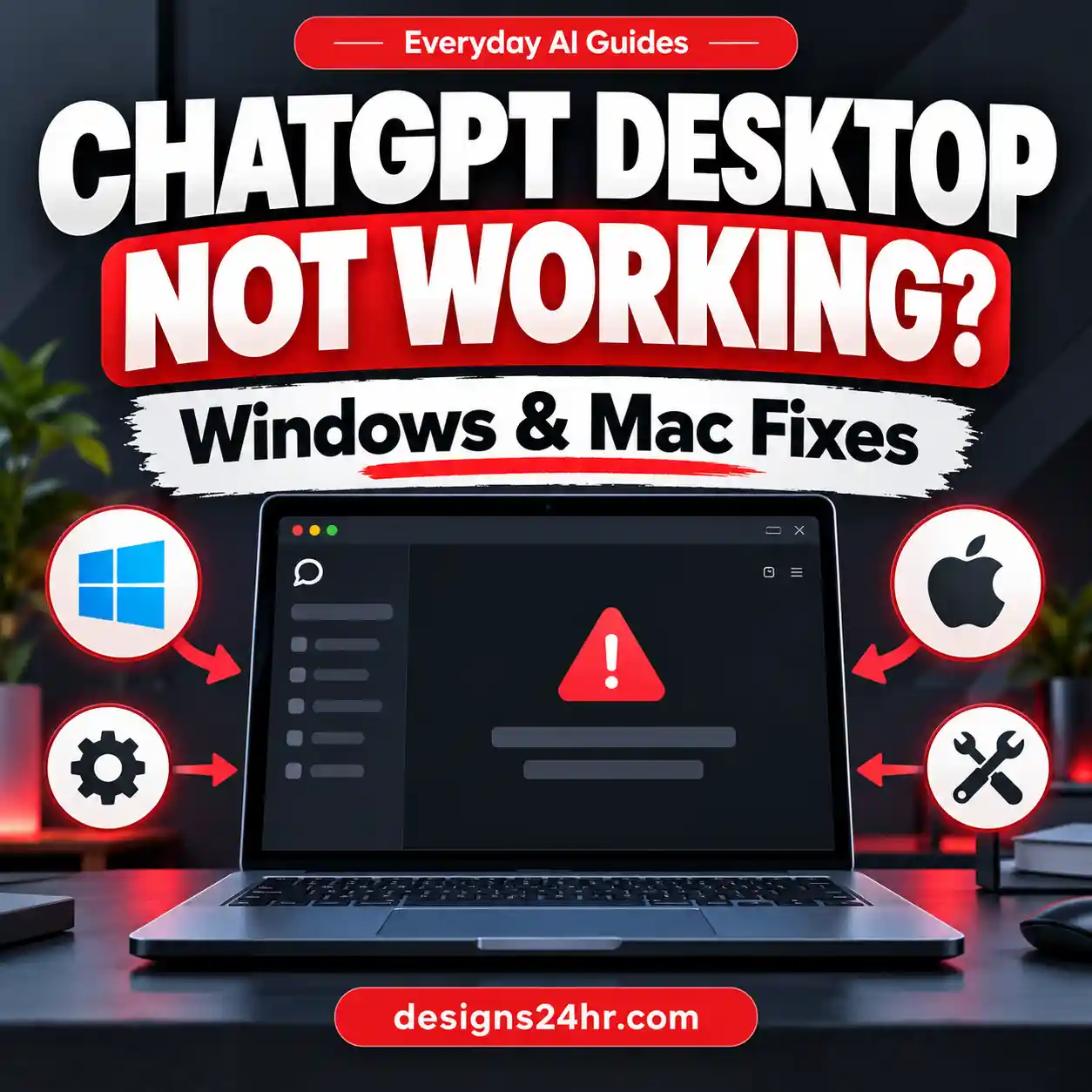 ChatGPT desktop app not working troubleshooting illustration for Windows and Mac