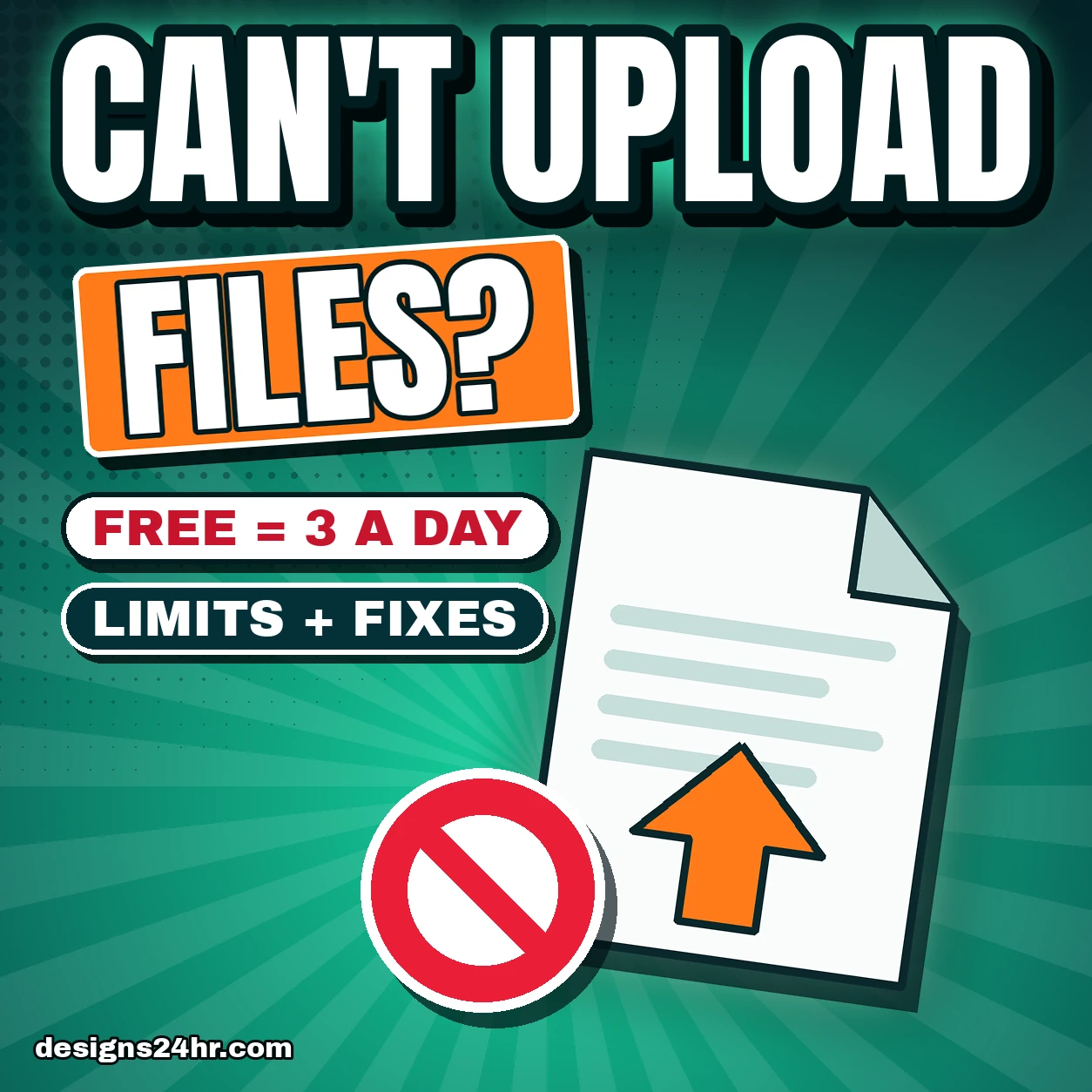 ChatGPT file upload limit guide: a file with an upload arrow blocked by a red stop sign