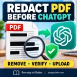 Illustration of PDF redaction steps before uploading a document to ChatGPT