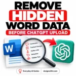 Illustration showing how to remove hidden data from Word before uploading a document to ChatGPT.